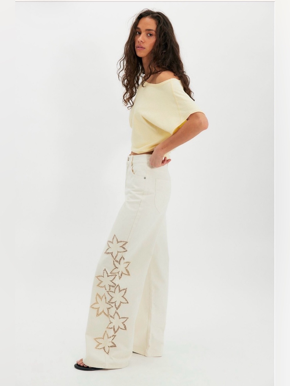 Free People Rolla Relaxed Sailor Jean In Bloom 💯 Cotton NWT